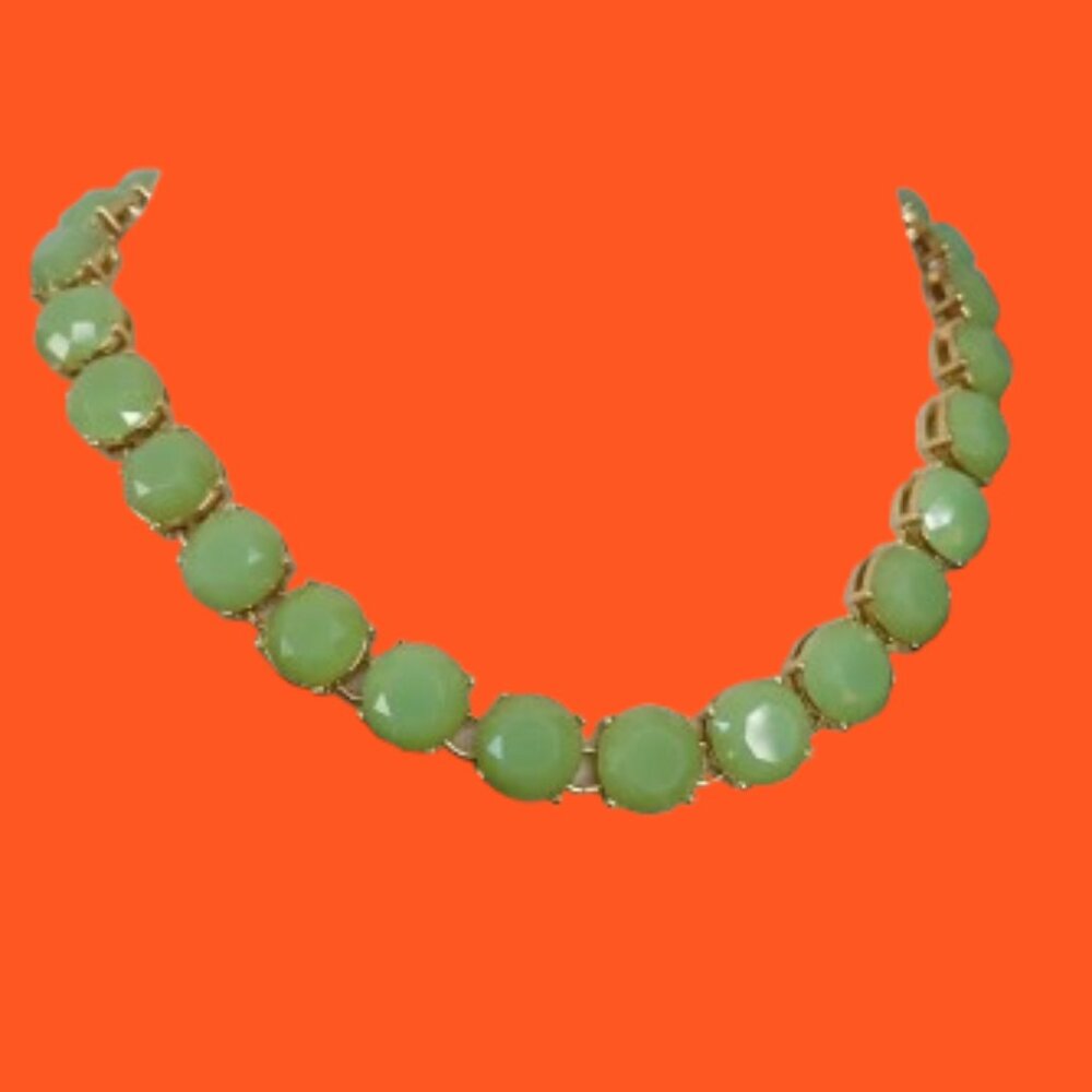 J Crew Necklace in Green color family  faceted cabochons with Gold Tone Setting